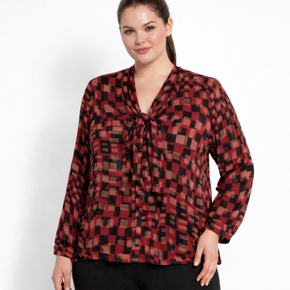 Nwt Vintage Silk Burns High Neck Tie Secretary Bow Blouse size 8 or 16